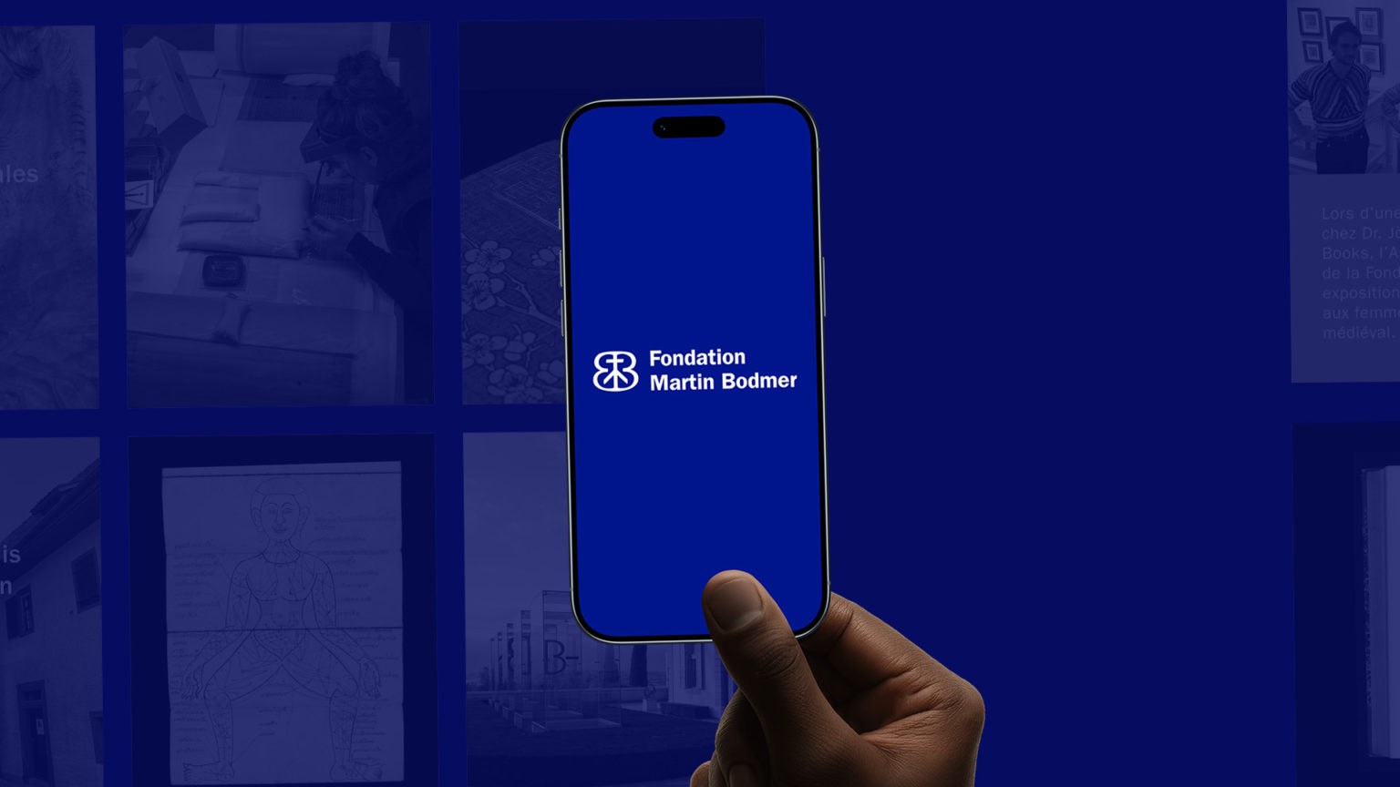 Contenus pour les réseaux sociaux avec le logo de la fondation martin bodmer.