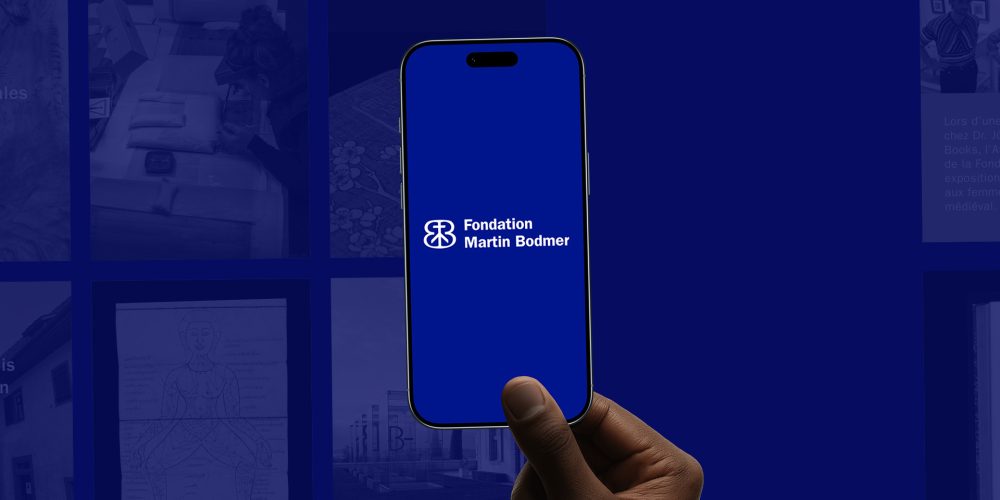 Contenus pour les réseaux sociaux avec le logo de la fondation martin bodmer.